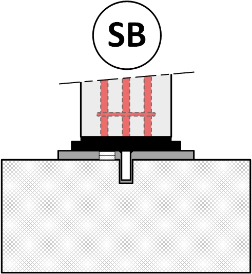 Détail base de piliers BEMTECH type SB avec plaque de base