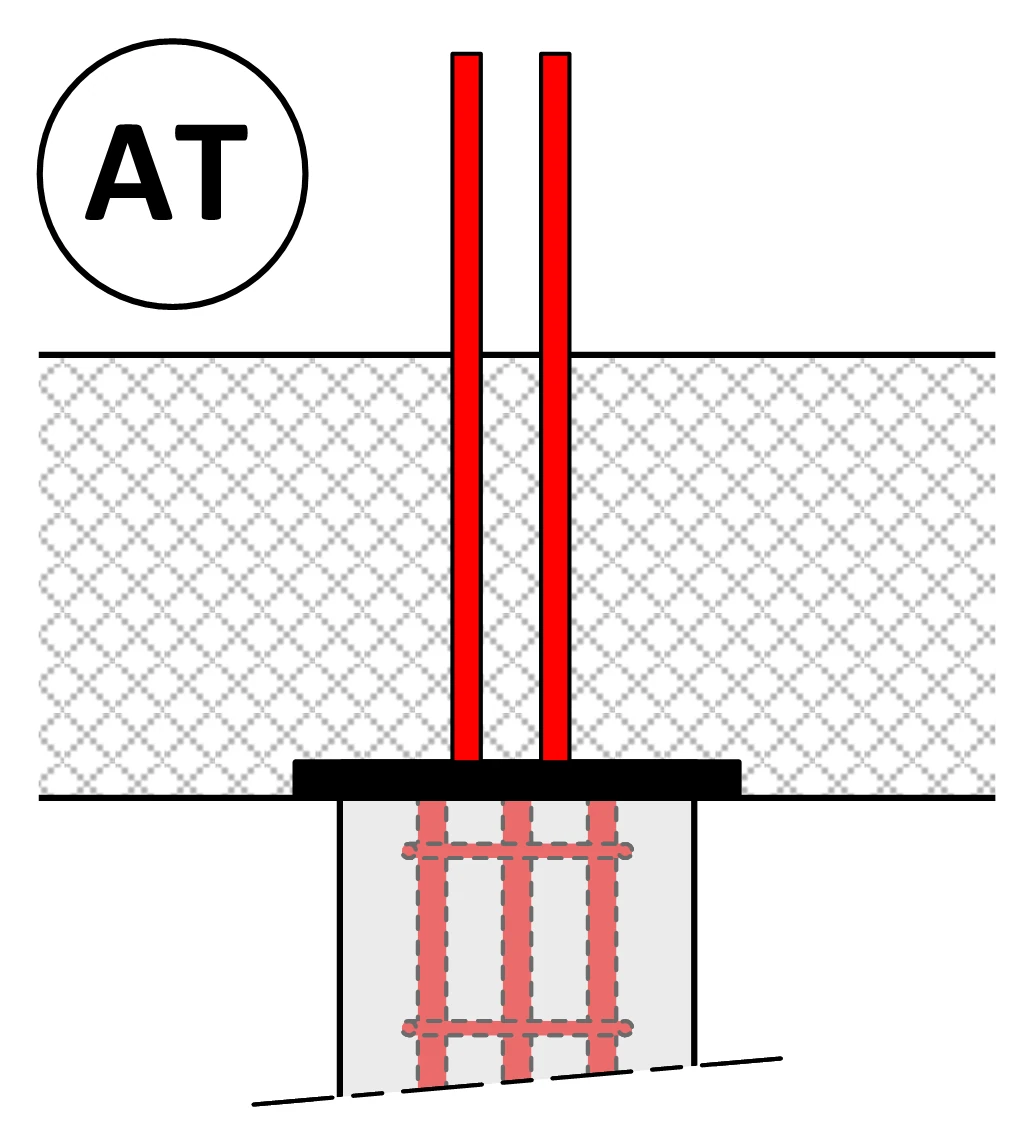 Détail tête de piliers BEMTECH type AT pour voile en béton